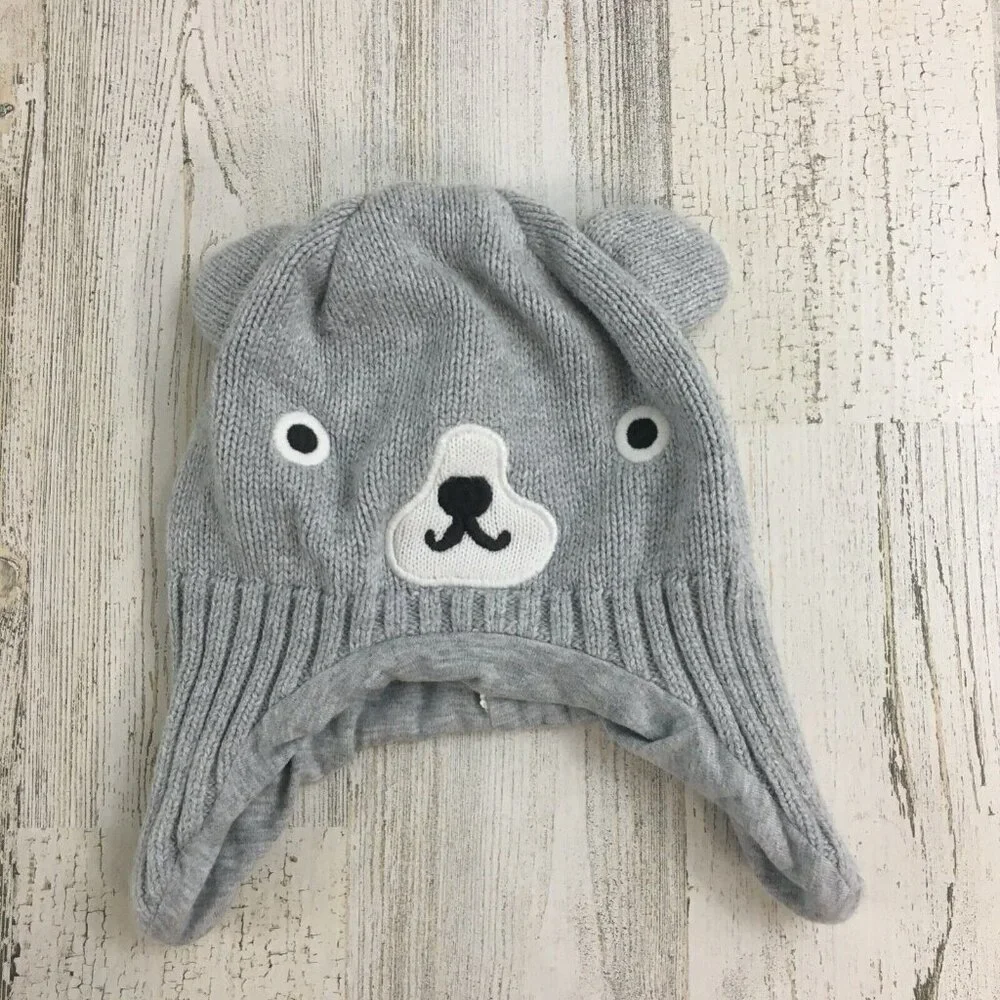 Gymboree Baby 6 to 12 M Knit Gray Bear Hat Beanie